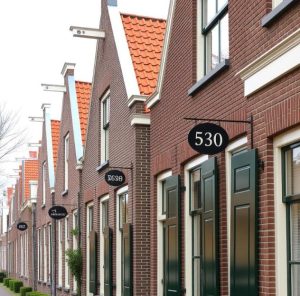 dutch houses with uniform house numbers